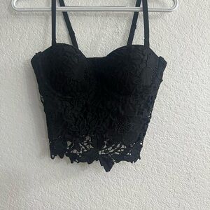 Black Lace Bustier Top